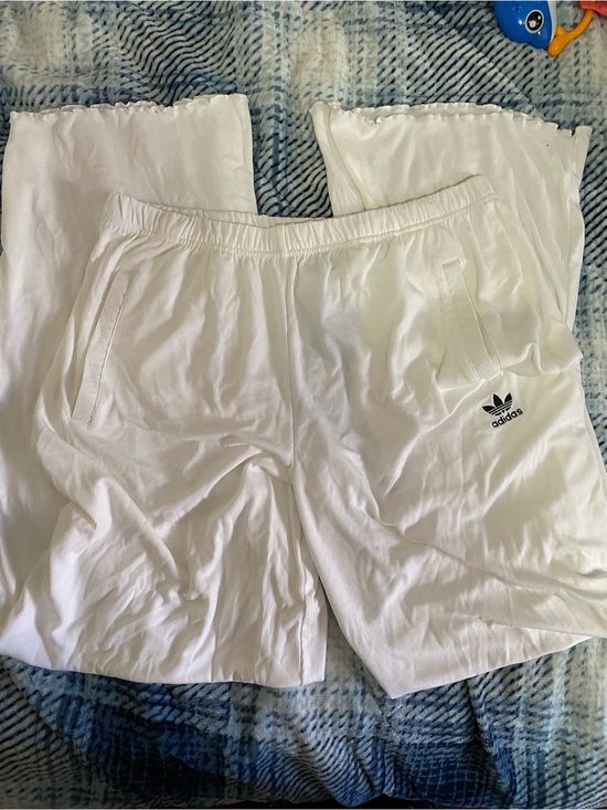 adidas Pants - adidas White Sweatpants with Trefoil Logo